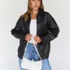 Trendy Queen Womens Leather Jacket, Oversized Going Out & Everyday Statement Piece, Bomber Jacktes Moto Coat Black XS at Amazon Women's Coats Shop