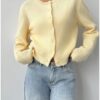 SOLY HUX Women's Button Down Cropped Lightweight Cardigan Sweater Cute Fall Fashion 2025 Mustard Yellow X-Small at Amazon Women’s Clothing store