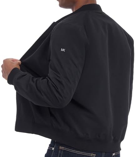 Michael Kors Men's Lightweight Bomber Jacket, Wind and Water Resistant, Black, Large at Amazon Men’s Clothing store