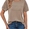 AUTOMET Short Sleeve Shirts for Women Summer Tops 2026 Spring Fashion Dressy Casual Outfits Lace Trendy Top Cute Work T Shirt Business Vacation Clothes Blouses Khaki XL at Amazon Women’s Clothing store