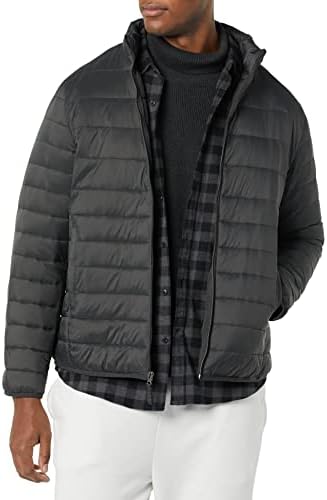 Amazon Essentials Men's Packable Lightweight Water-Resistant Puffer Jacket (Available in Big & Tall), Dark Grey, X-Large : Sports & Outdoors