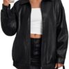 Trendy Queen Womens Leather Jacket, Oversized Going Out & Everyday Statement Piece, Bomber Jacktes Moto Coat Black XS at Amazon Women's Coats Shop