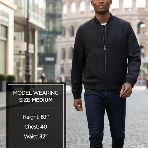 Michael Kors Men's Lightweight Bomber Jacket, Wind and Water Resistant, Black, Large at Amazon Men’s Clothing store