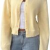 SOLY HUX Women's Button Down Cropped Lightweight Cardigan Sweater Cute Fall Fashion 2025 Mustard Yellow X-Small at Amazon Women’s Clothing store