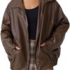 AUTOMET Women's Oversized Faux Leather Jacket - Fall Motorcycle Style Coat with Zipper Closure Brown M at Amazon Women's Coats Shop