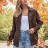 AUTOMET Women's Oversized Faux Leather Jacket - Fall Motorcycle Style Coat with Zipper Closure Brown M at Amazon Women's Coats Shop